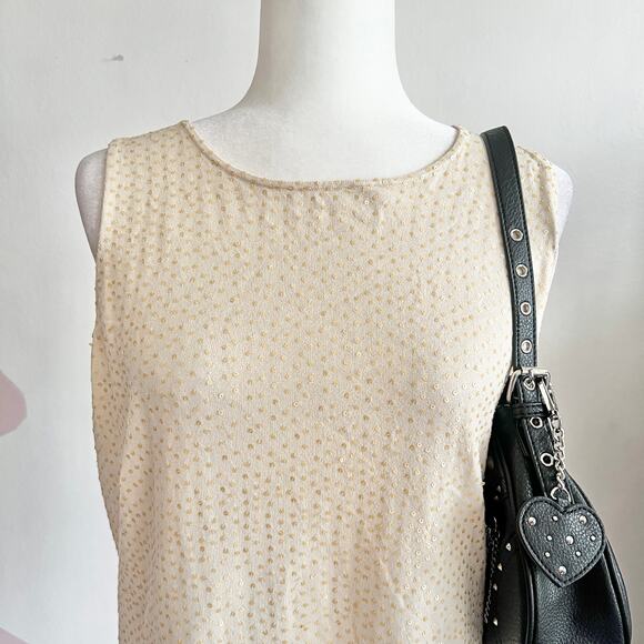 Beige Sequin Tank Top, Y2K, Glam, 2000s, Going Out Top, XL, Indie Sleaze - Picture 2 of 7